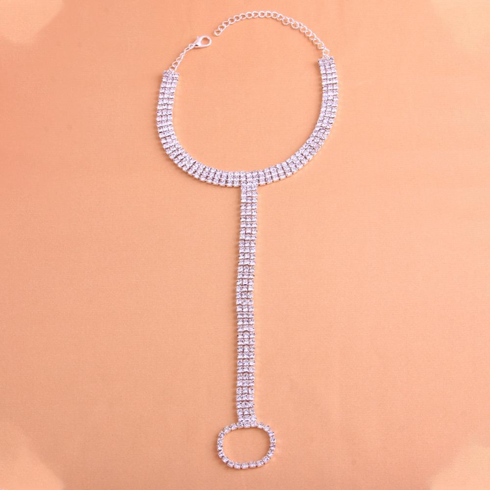 Outfit Stretch Ankle Bracelets Jewelry Bohemian Mittens Rhinestone Toe Rings Anklets