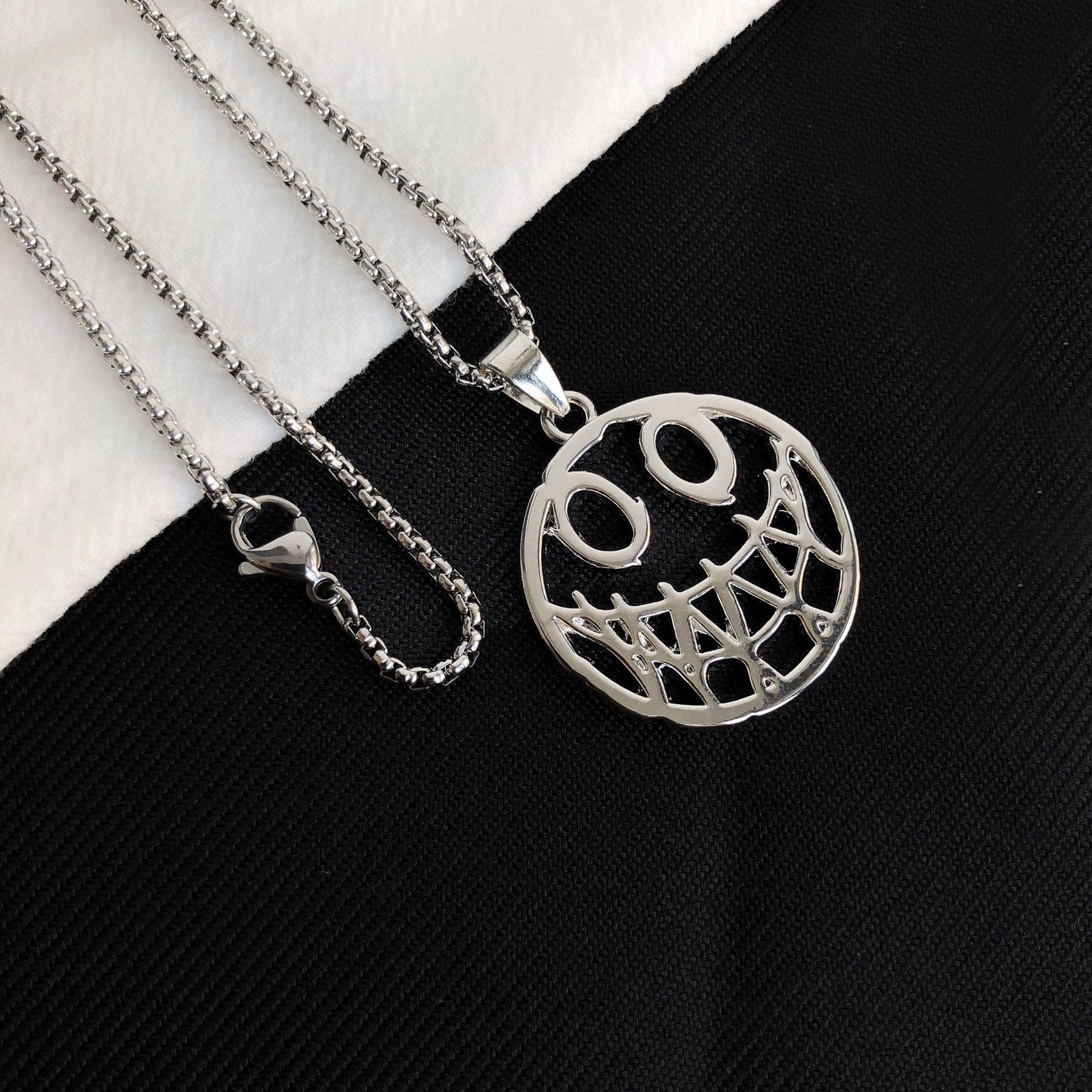 Whyblue Homemade Demon Expression Titanium Steel Necklace