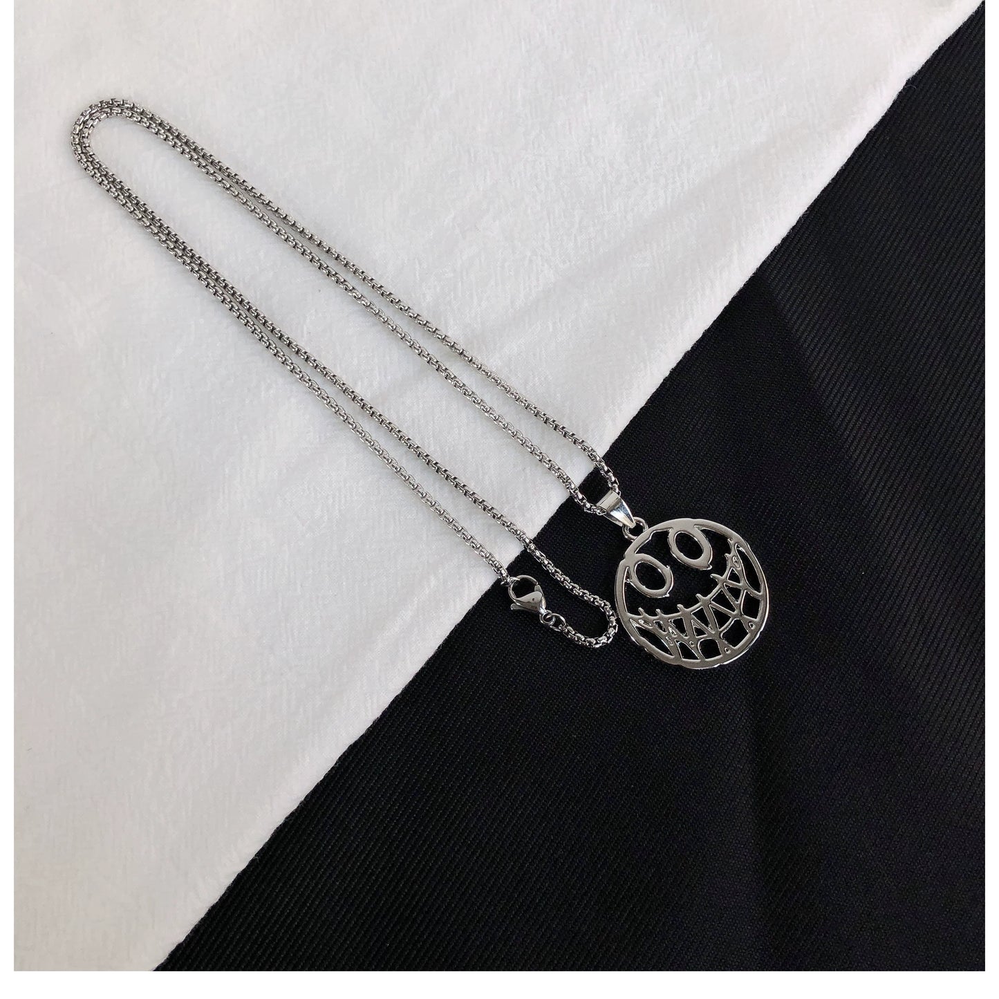 Whyblue Homemade Demon Expression Titanium Steel Necklace
