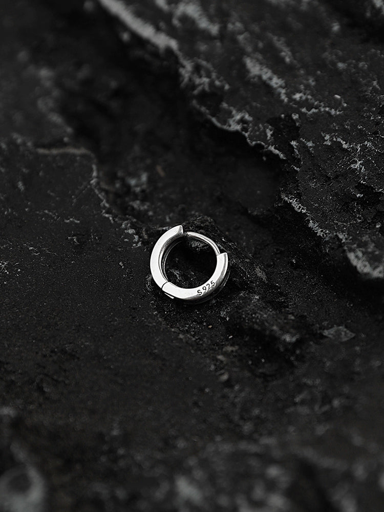 Sterling Silver Men's Single Distressed Earrings