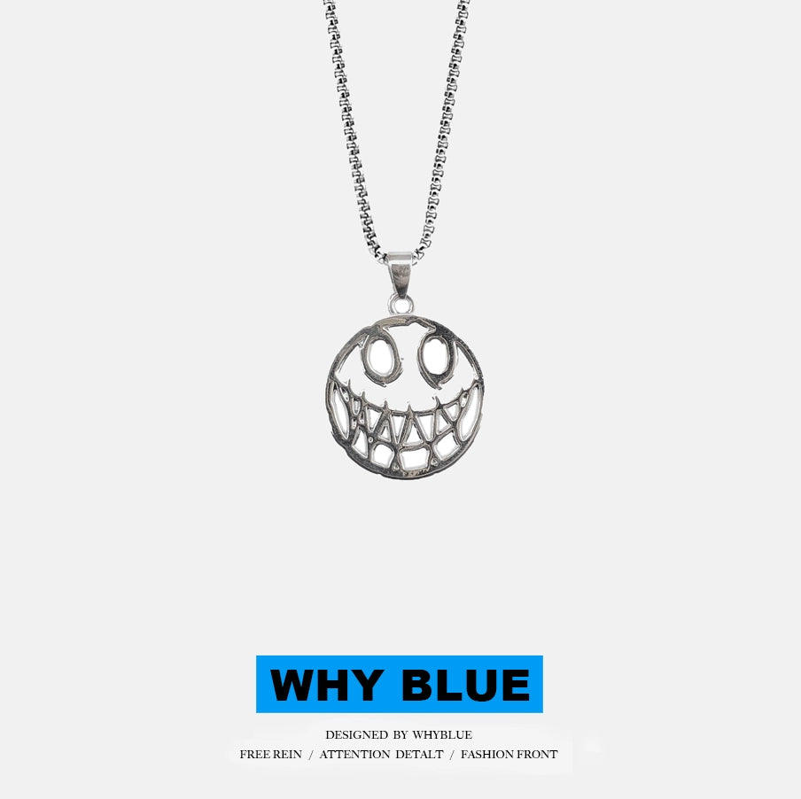 Whyblue Homemade Demon Expression Titanium Steel Necklace
