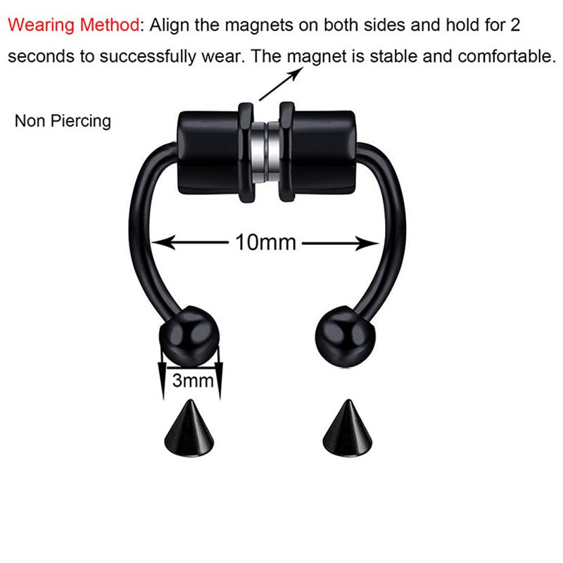 Stainless Steel Magnet Fake Piercing Nose Ring Fake Septum Piercing Nose Clip Fashion Jewelry
