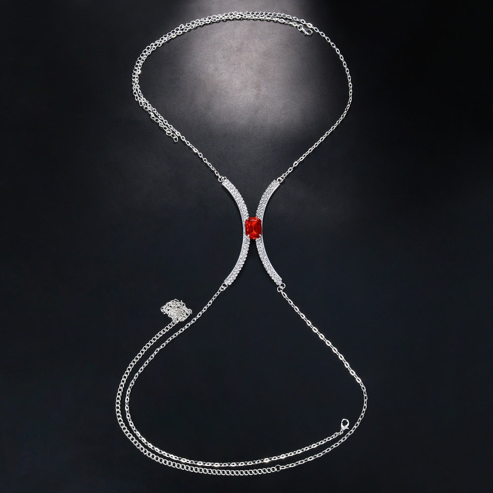 Square Crystal Chest Bracket Bra Chain Harness for Women Sexy