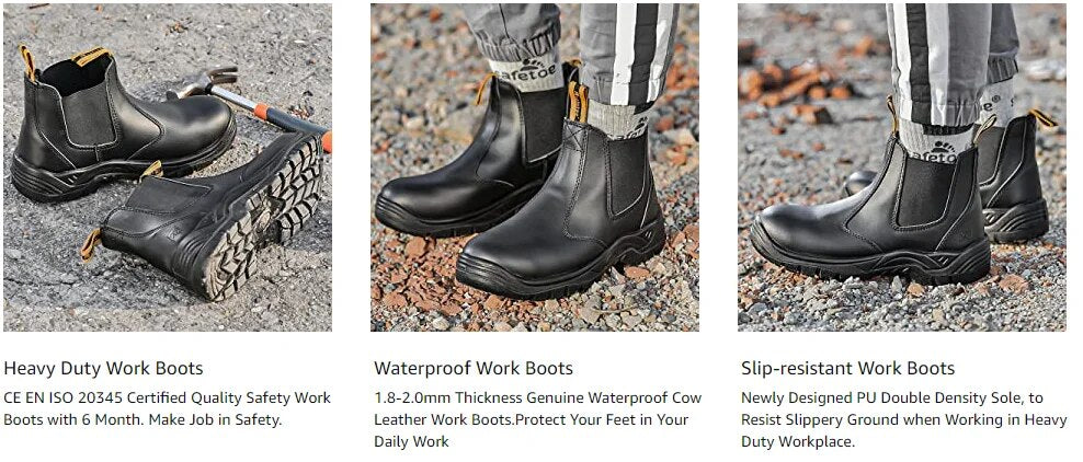 SAFETOE S3 Safety Shoes Light Weight Work Boots With Steel Toe Cap, Waterproof Leather For Men And Women