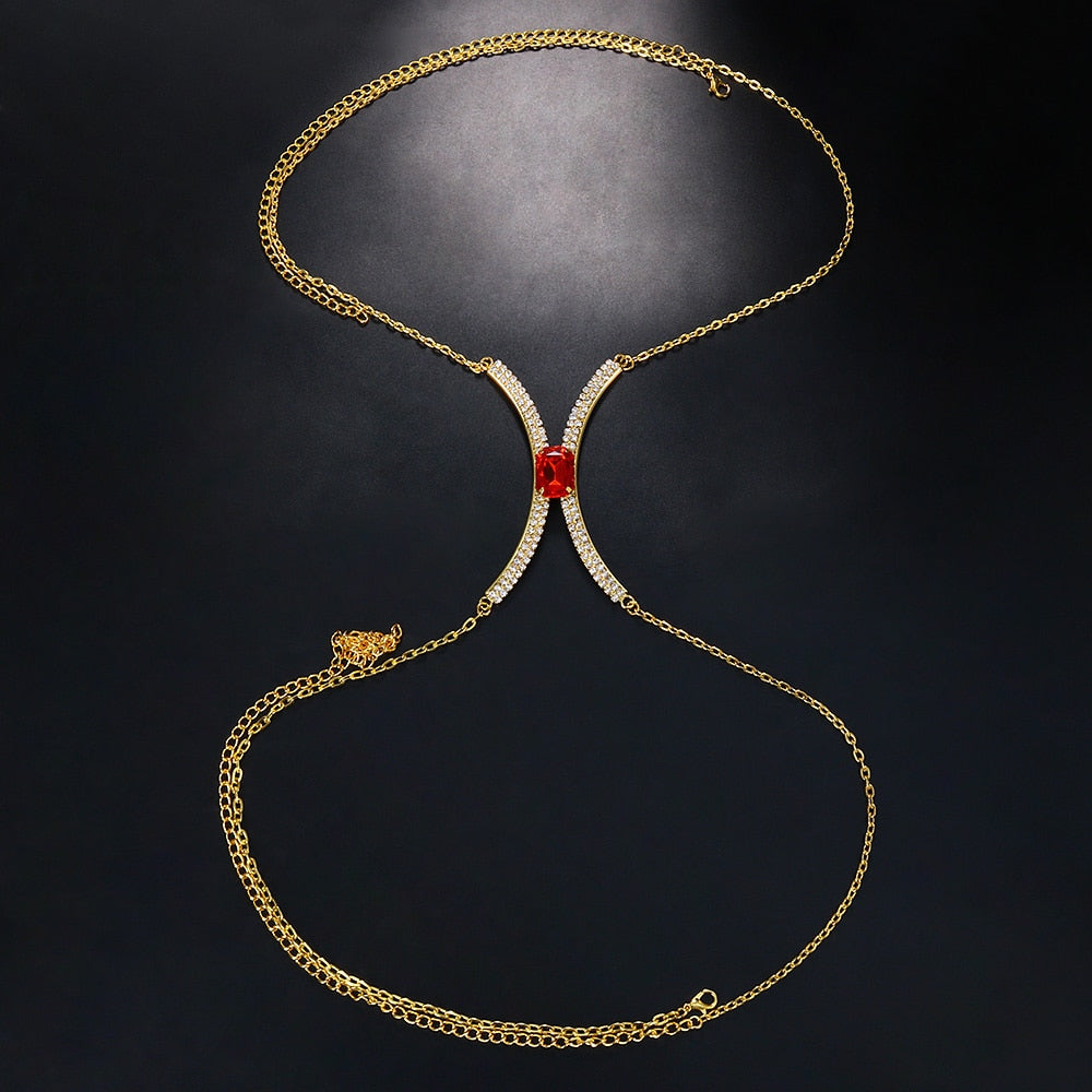 Square Crystal Chest Bracket Bra Chain Harness for Women Sexy