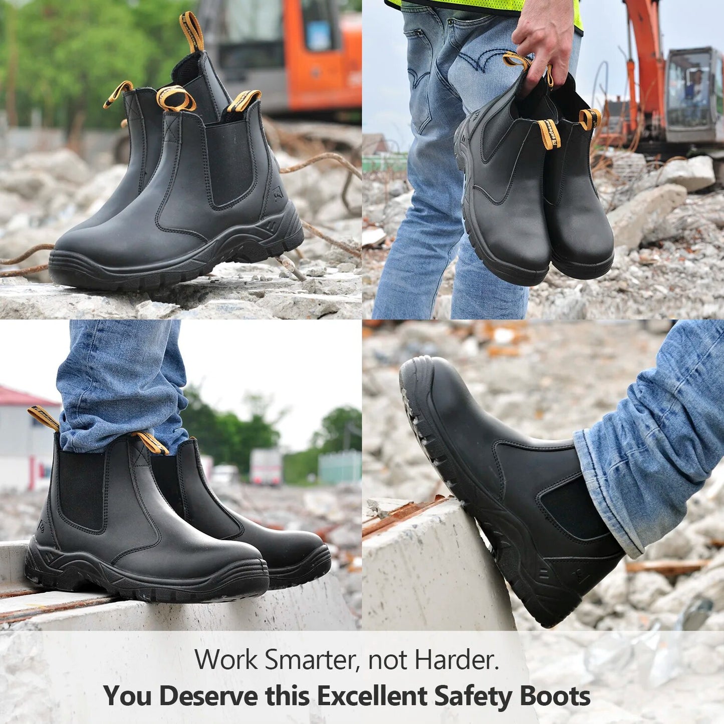 SAFETOE S3 Safety Shoes Light Weight Work Boots With Steel Toe Cap, Waterproof Leather For Men And Women