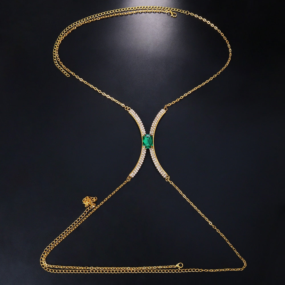 Square Crystal Chest Bracket Bra Chain Harness for Women Sexy