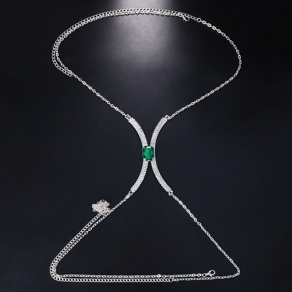 Square Crystal Chest Bracket Bra Chain Harness for Women Sexy