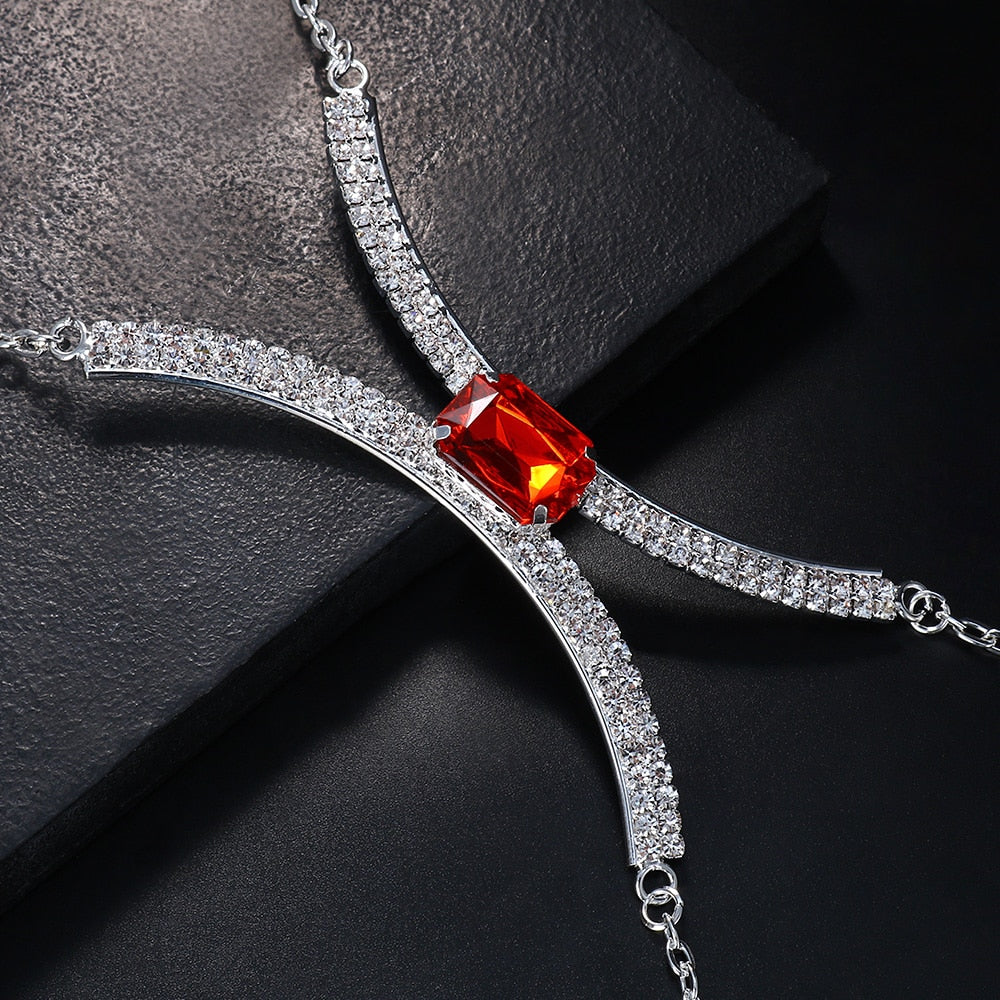 Square Crystal Chest Bracket Bra Chain Harness for Women Sexy