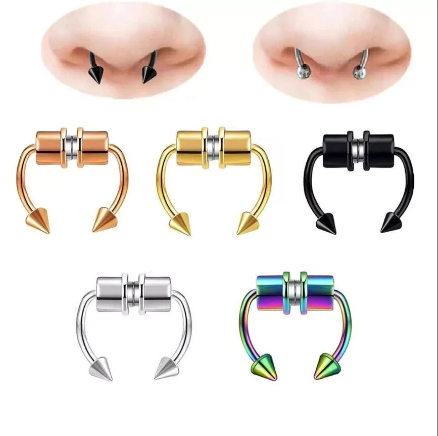 Stainless Steel Magnet Fake Piercing Nose Ring Fake Septum Piercing Nose Clip Fashion Jewelry
