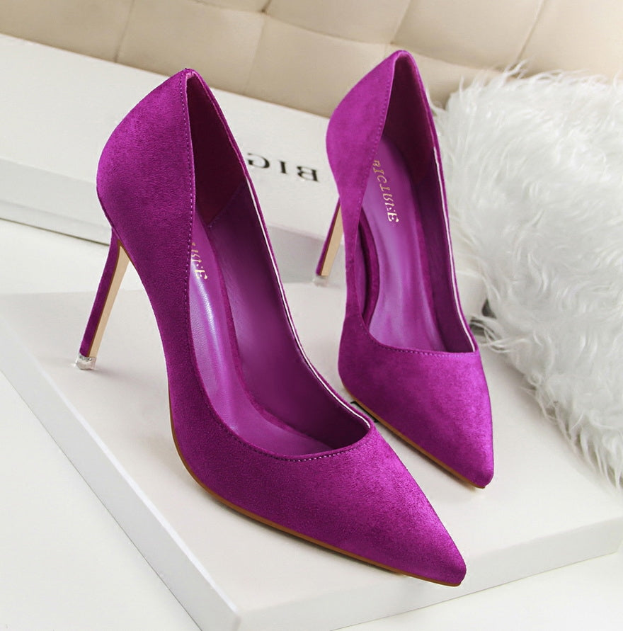 Red Frosted Suede Sexy Wedding High Heels