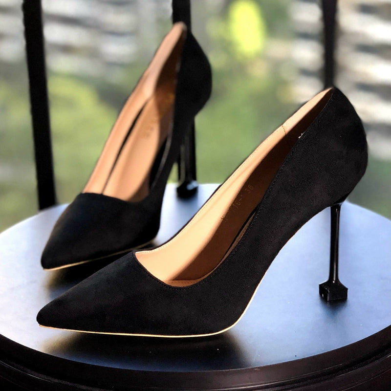 OL Early Spring Shallow Mouth Suede Elegant Bridesmaid High Heels