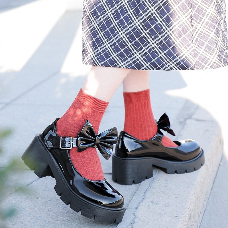 Women Japanese High Heels Waterproof