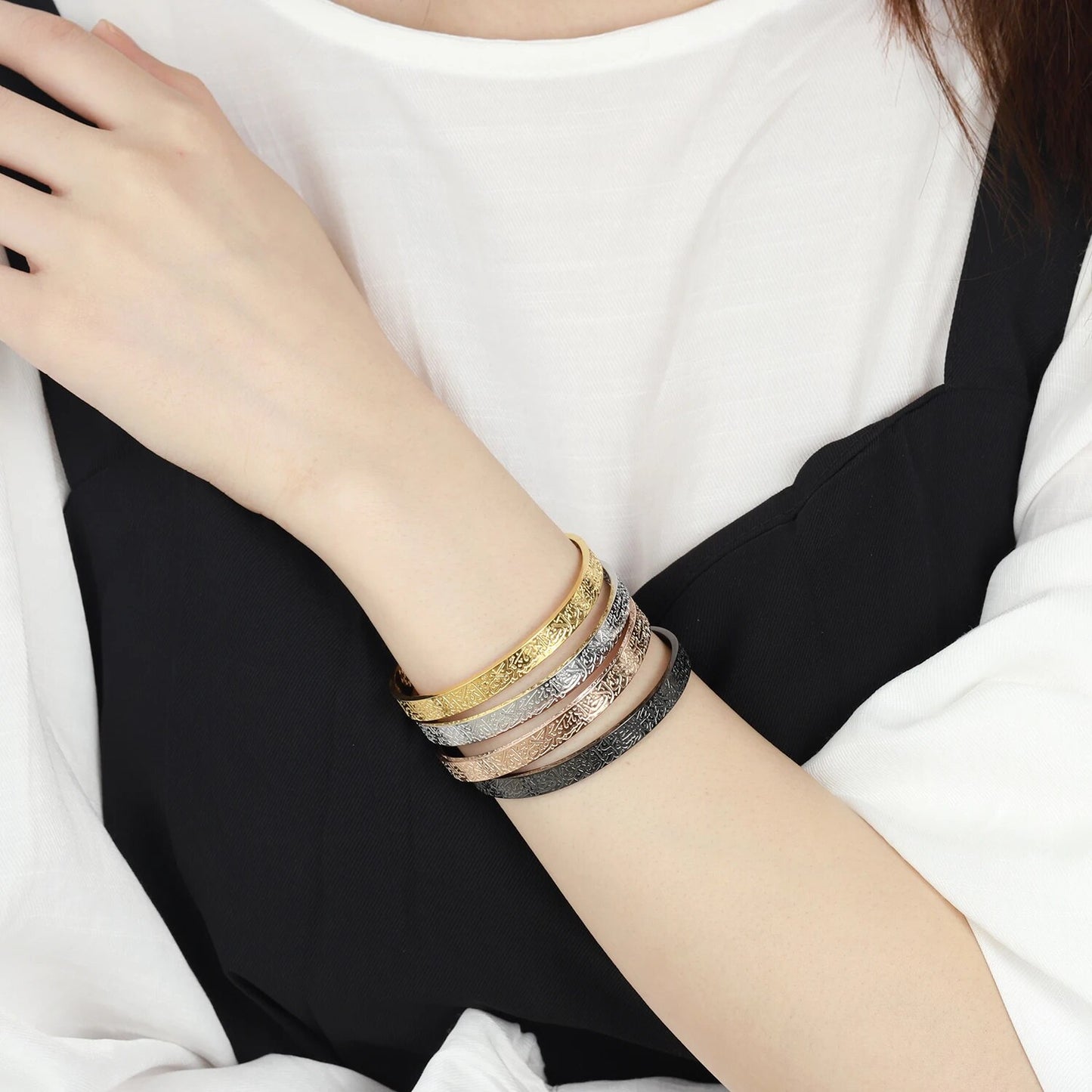 Cuff Bangles Women Gold Stainless Steel Jewelry Personalized Bracelet