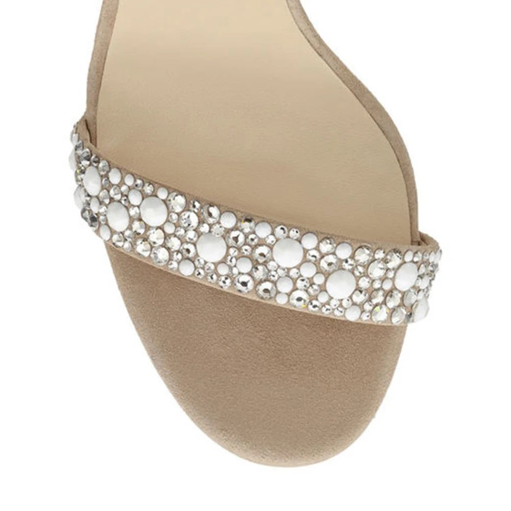 Women Sandals Stiletto High Heels Sandals Rhinestone Feather
