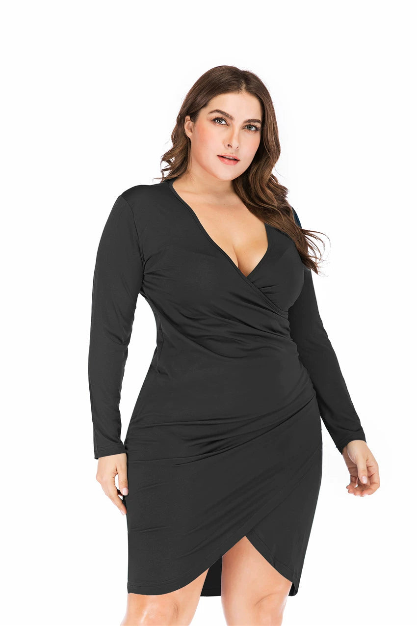 plus size Long Sleeves Slim Fit Dress