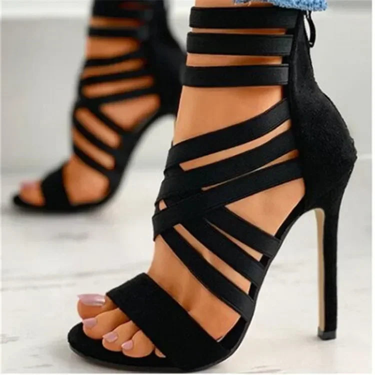 Zipper New Fashion Summer High Heels Sexy Ladies Peep Toe Shoes Women Pumps