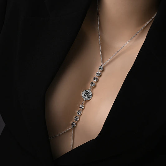 Coin Bra Chain Jewelry Women Necklace Rhinestone 2025 Fashion Bikini Belly Gifts