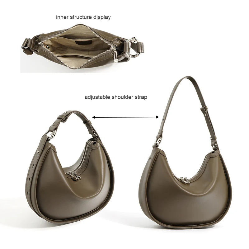 Leather Female Fashion Pouch Lady Minimalist Underarm Shoulder Bag