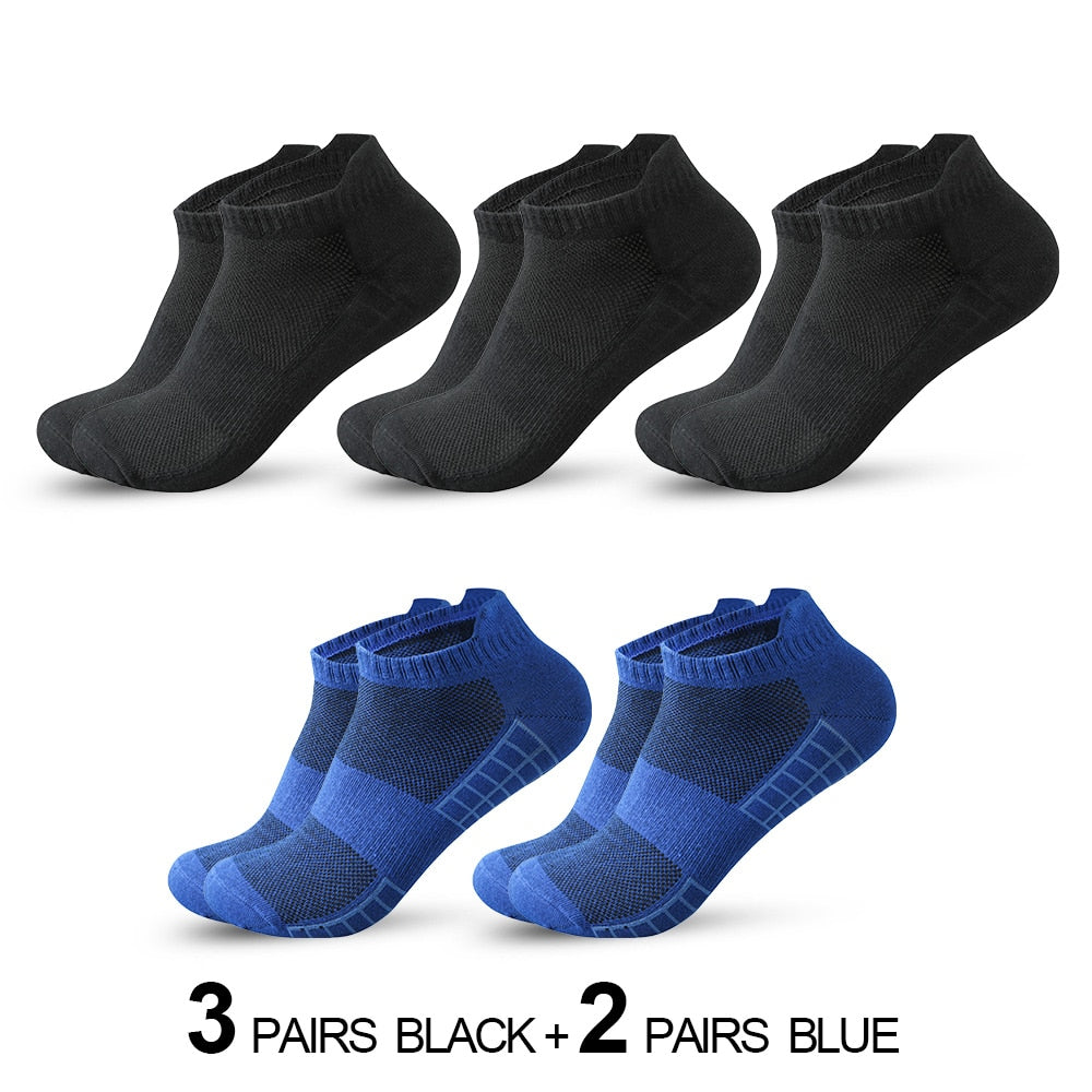 5 pairs High Quality Men Ankle Socks Breathable Cotton Sports Socks Mesh Casual Athletic Summer