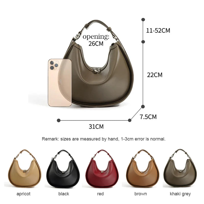 Leather Female Fashion Pouch Lady Minimalist Underarm Shoulder Bag