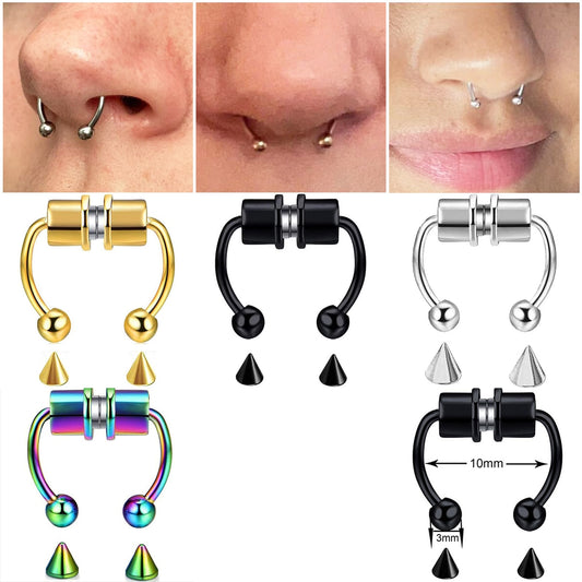 Stainless Steel Magnet Fake Piercing Nose Ring Fake Septum Piercing Nose Clip Fashion Jewelry