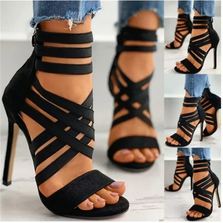 Zipper New Fashion Summer High Heels Sexy Ladies Peep Toe Shoes Women Pumps