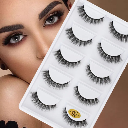 3/5 Pairs Hot Sale Natural Long 3D Mink Lashes Soft Short Faux