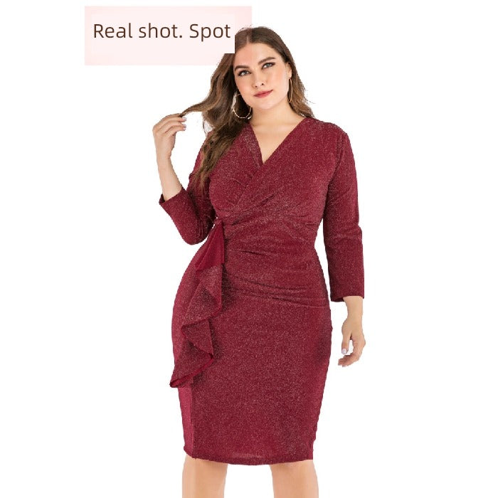 Slim-Fit Slimming and Fashionable-Sleeve Midi Dress