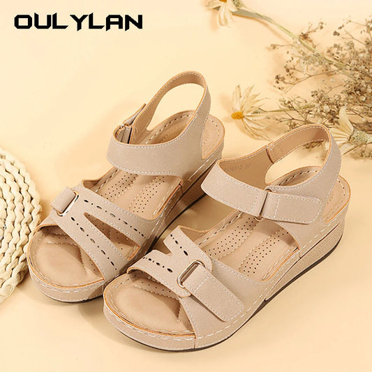 Large Size Casual Sandals Women Roman Style Shoes Women's Outerwear Hook &Loop