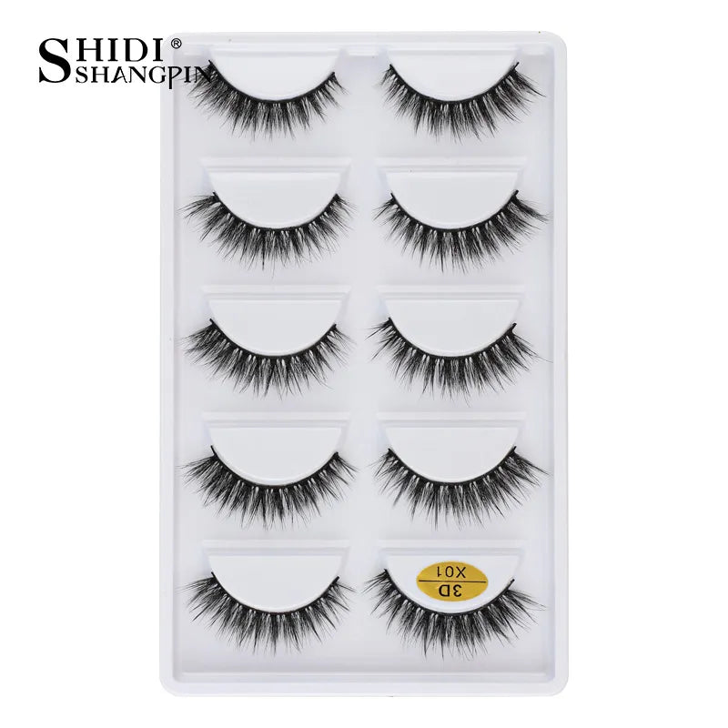 3/5 Pairs Hot Sale Natural Long 3D Mink Lashes Soft Short Faux