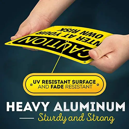 Own Risk Sign Yellow Industrial Grade Aluminum, Easy Mounting, Rust-Free/Fade Resistance,