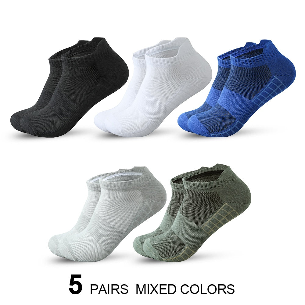 5 pairs High Quality Men Ankle Socks Breathable Cotton Sports Socks Mesh Casual Athletic Summer