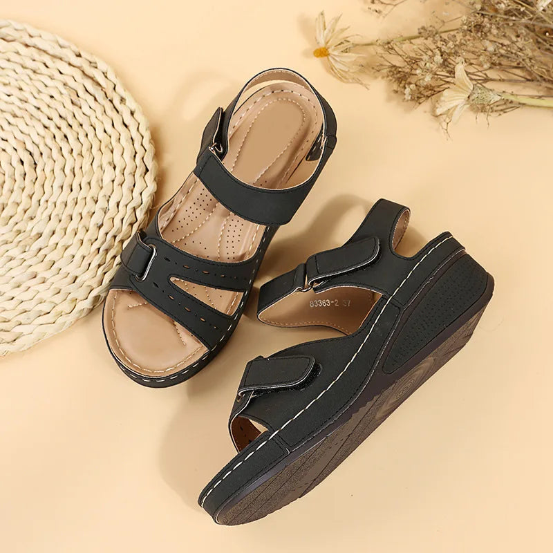 Large Size Casual Sandals Women Roman Style Shoes Women's Outerwear Hook &Loop