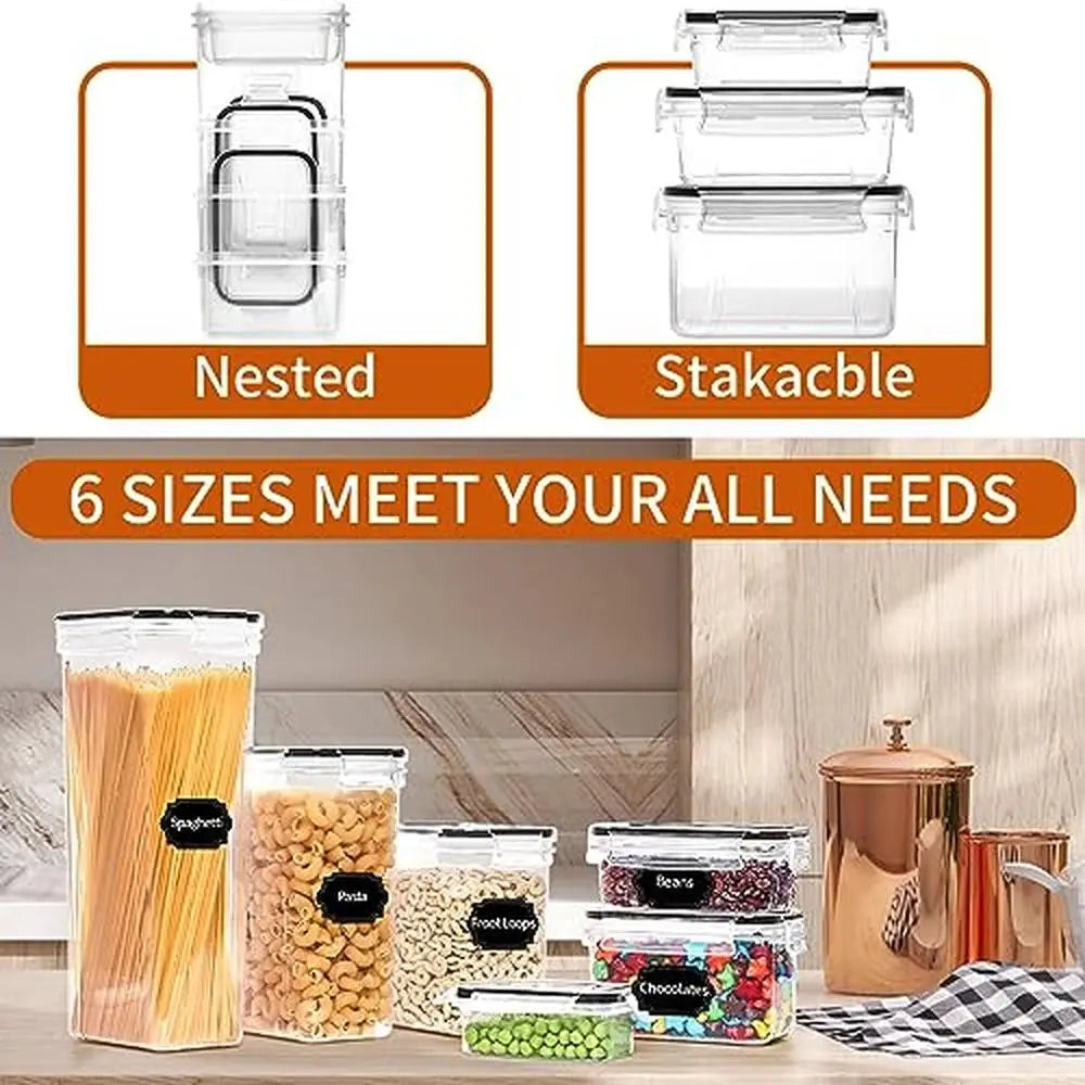 Airtight Food Storage Containers Set Kitchen Pantry Organization 36pcs BPA Free Plastic Containers with Locking Lids Labels