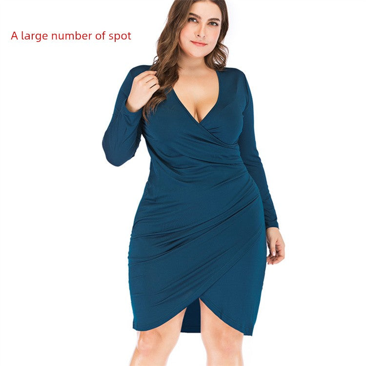 plus size Long Sleeves Slim Fit Dress