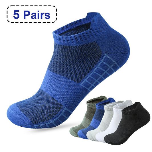 5 pairs High Quality Men Ankle Socks Breathable Cotton Sports Socks Mesh Casual Athletic Summer