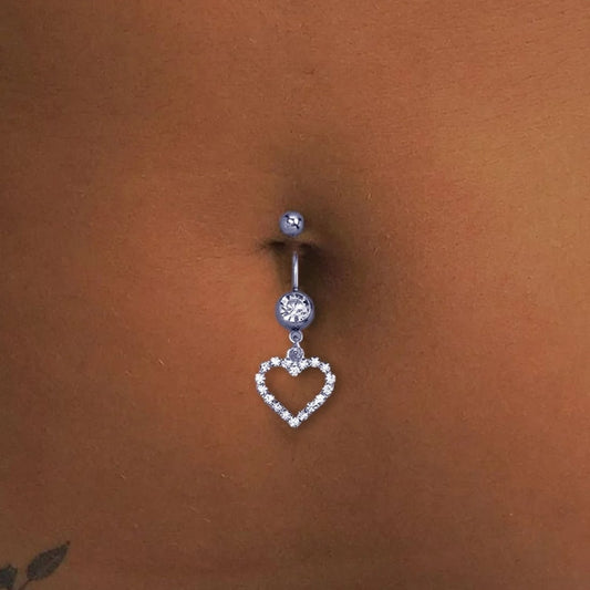 belly button ring Rhinestone Heart Belly Button Nails Body Piercing Jewelry Sexy Crystal Belly Button Ring